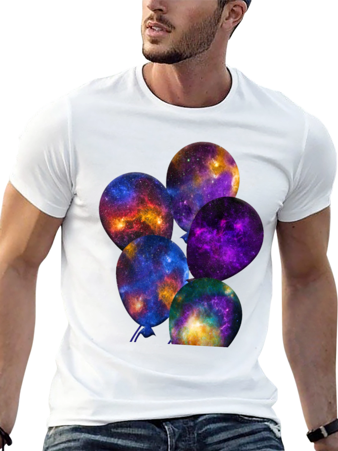 Galaxy Balloons Graphic Tee - Cosmic Comfort