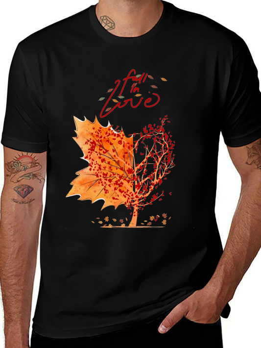 Fall In Love Autumn Leaf Tree Graphic Tee