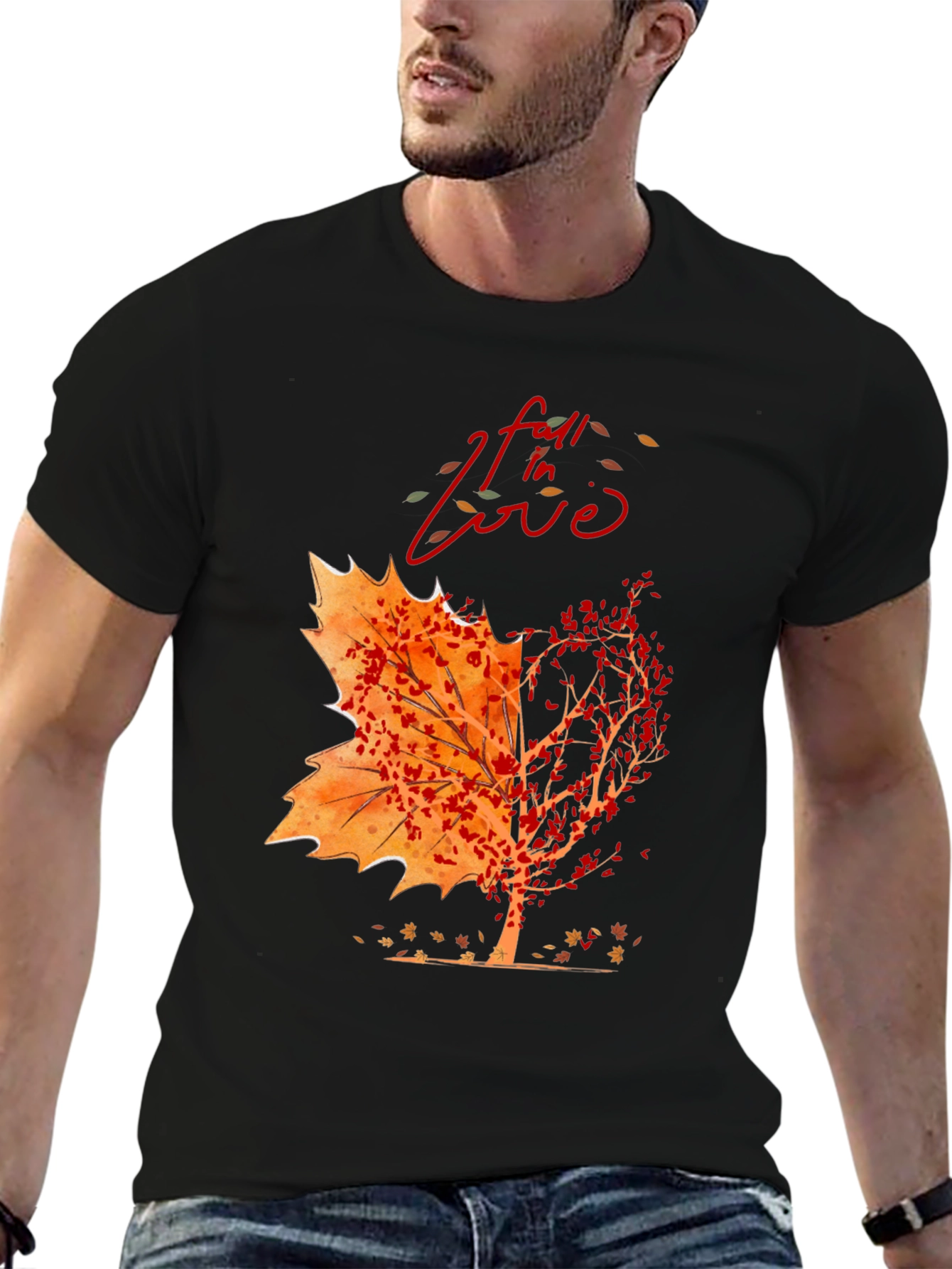 Fall In Love Autumn Leaf Tree Graphic Tee