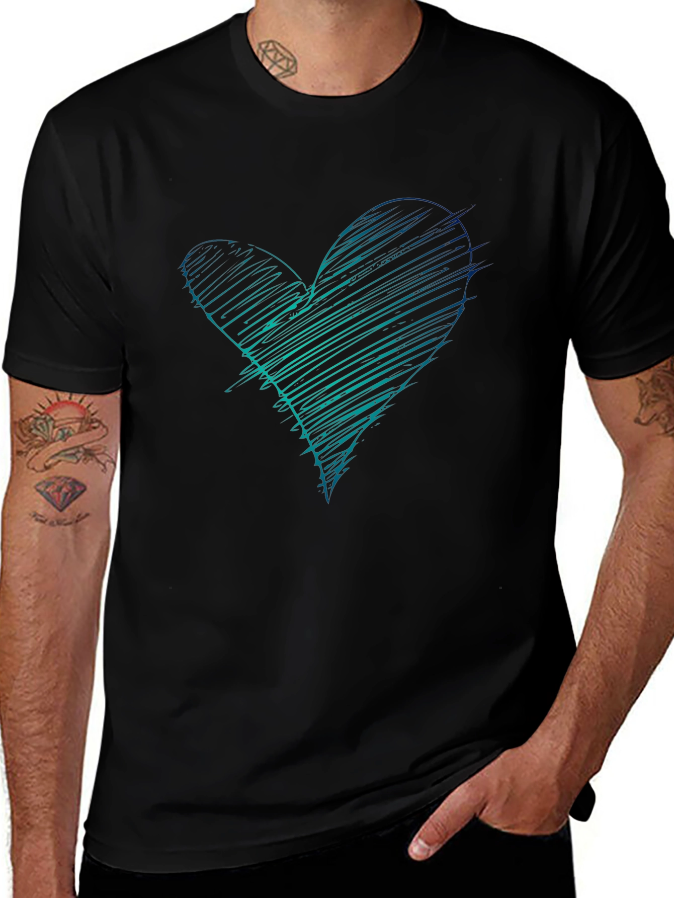 Scribble Heart Graphic Tee - Black