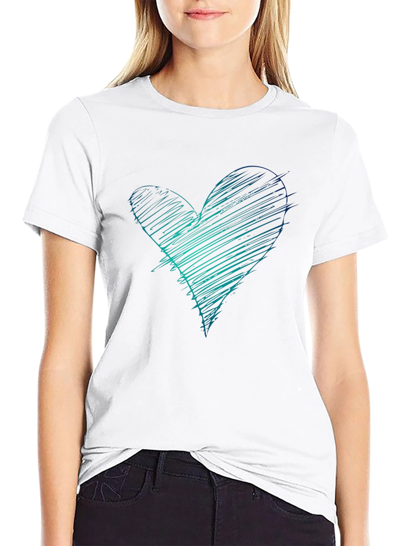 Scribble Heart Graphic Tee - Black