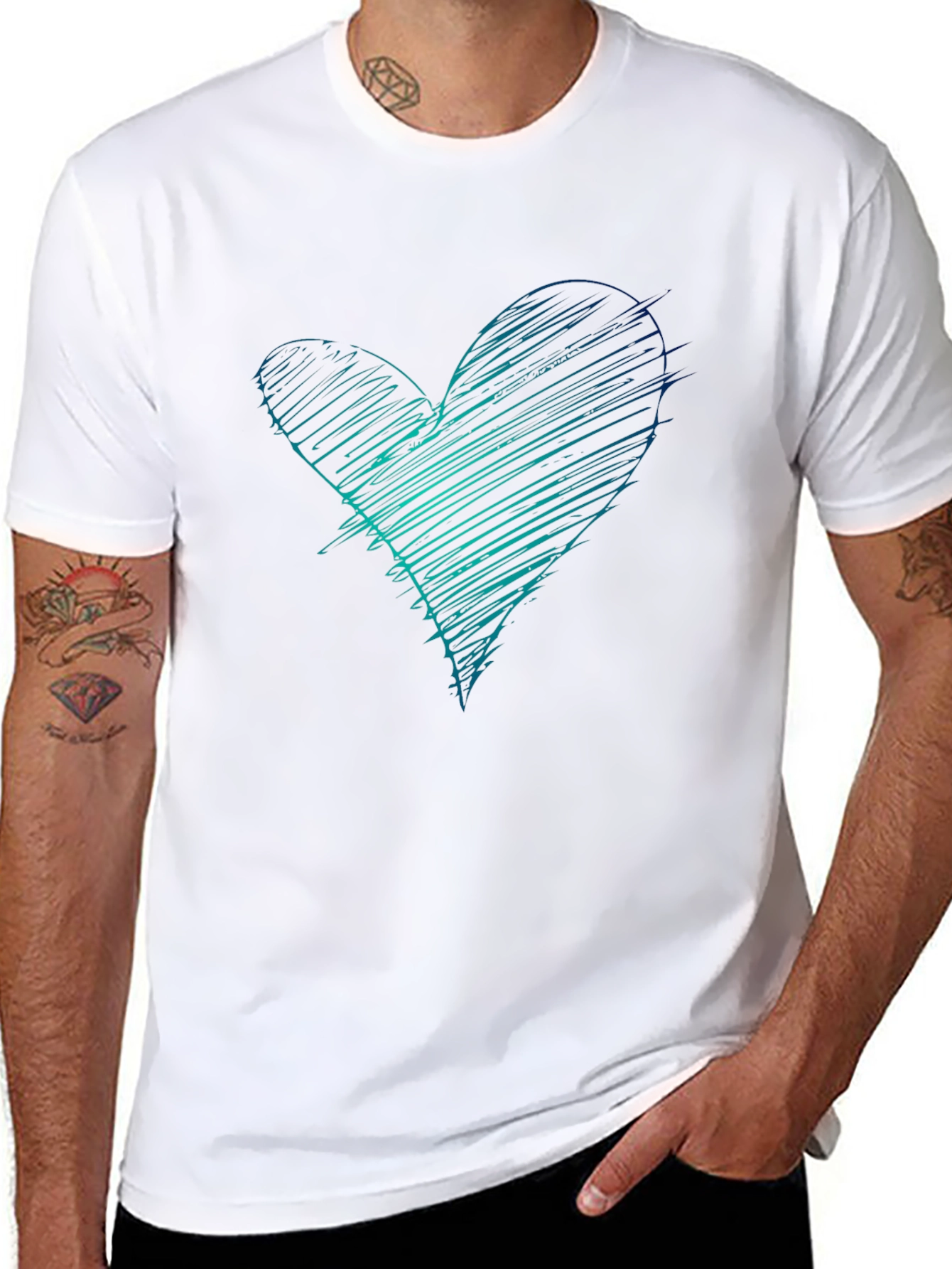 Scribble Heart Graphic Tee - Black