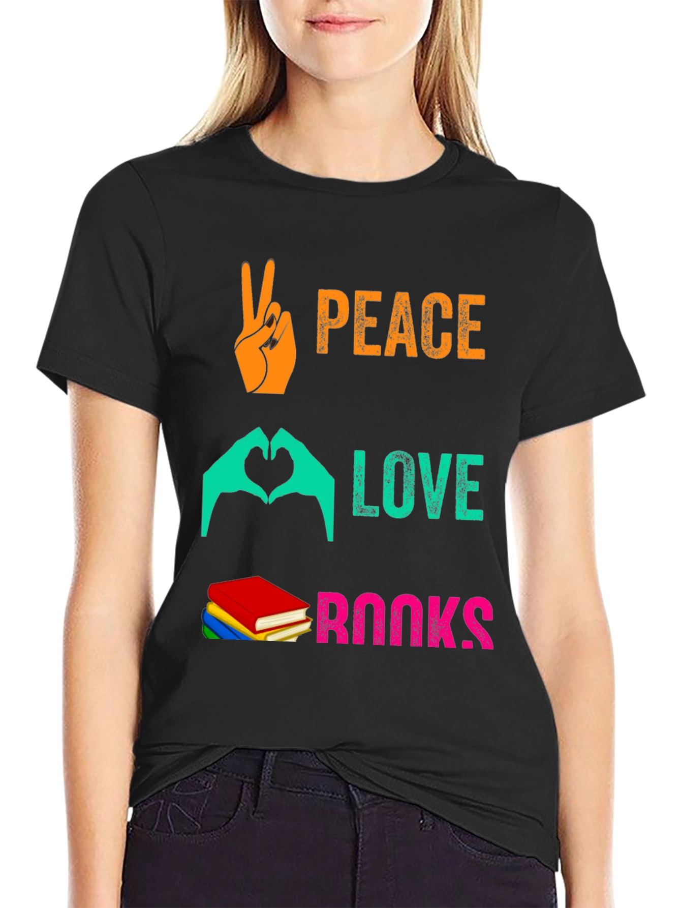 Peace Love Books Graphic T-Shirt