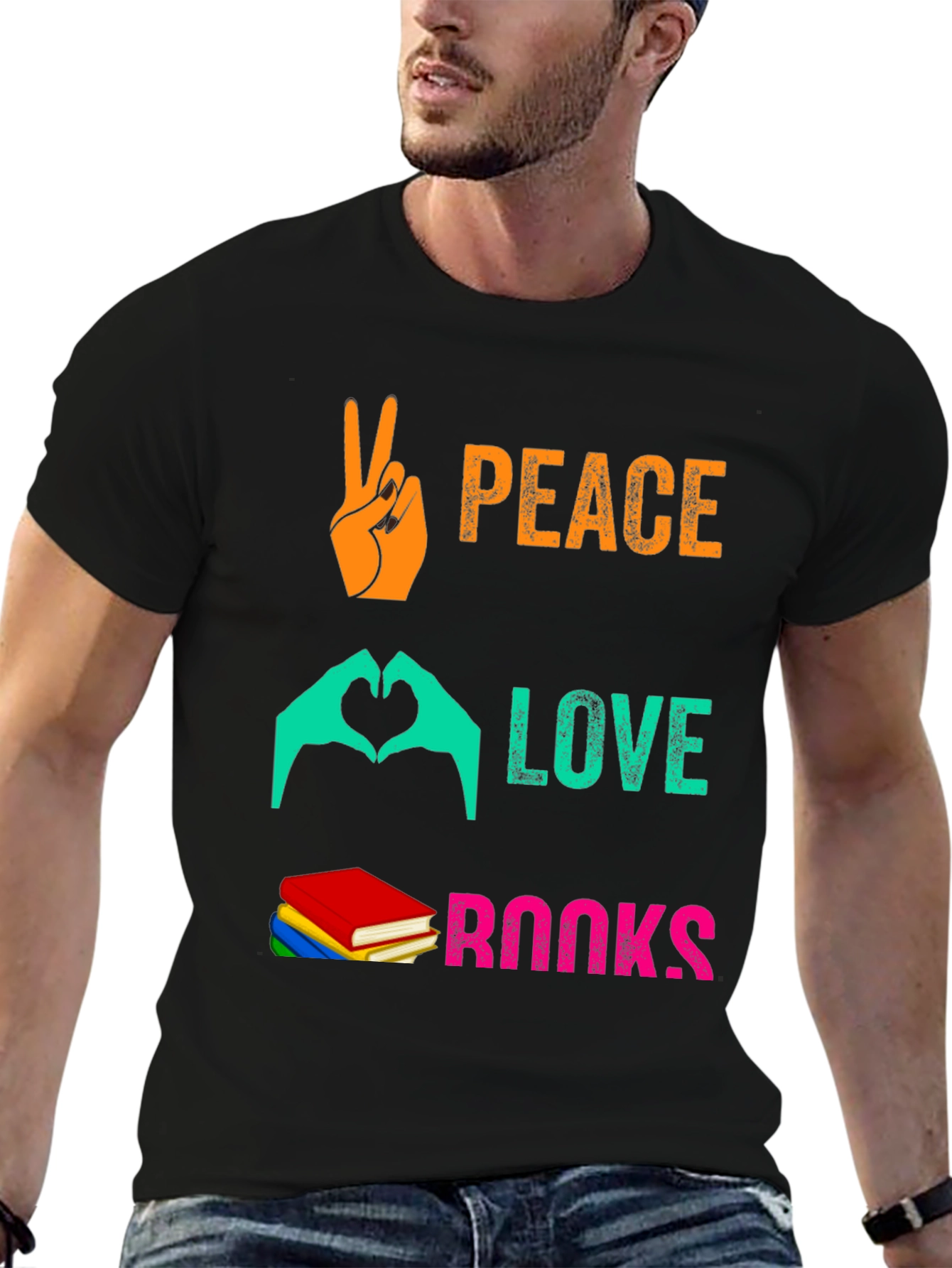 Peace Love Books Graphic T-Shirt