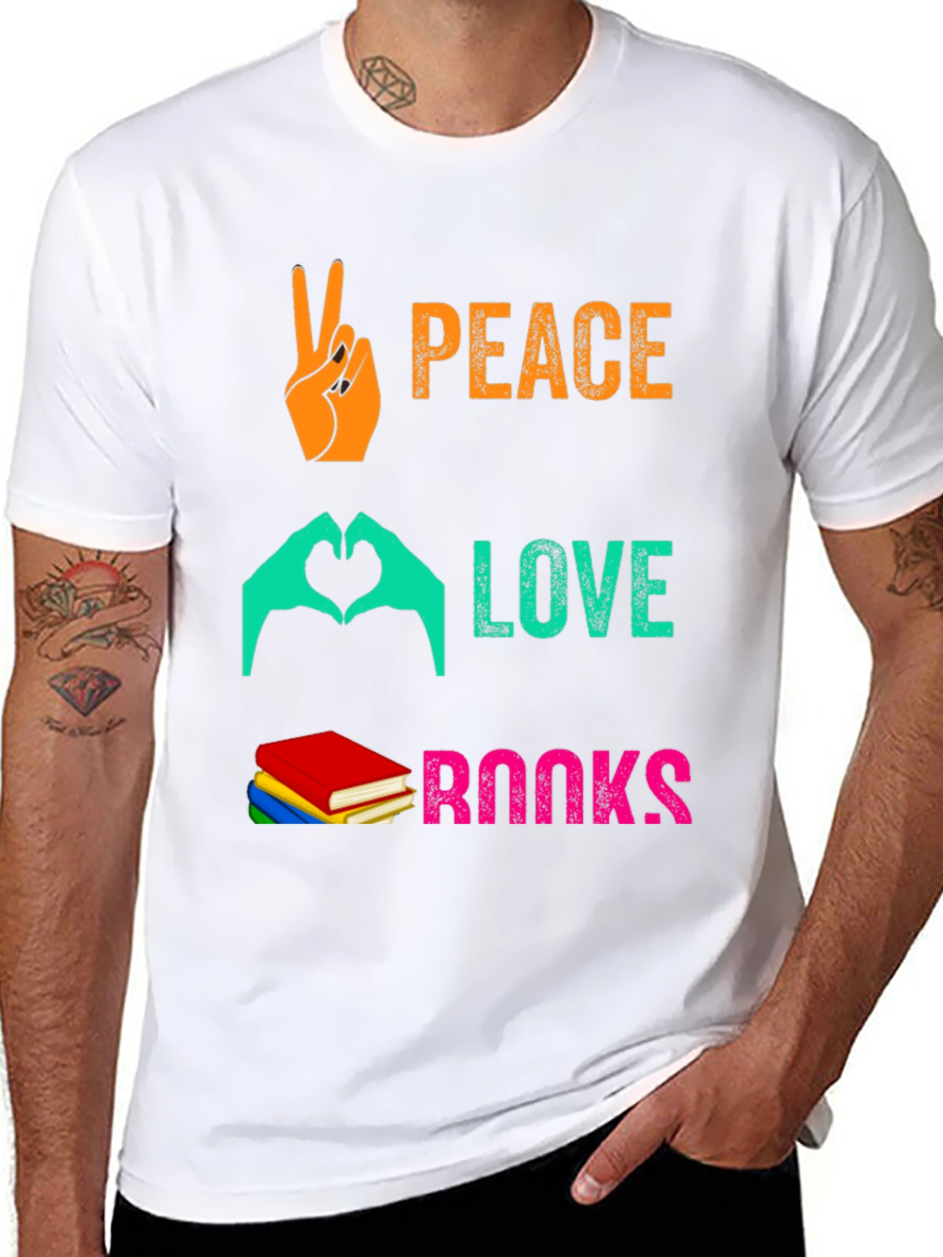 Peace Love Books Graphic T-Shirt