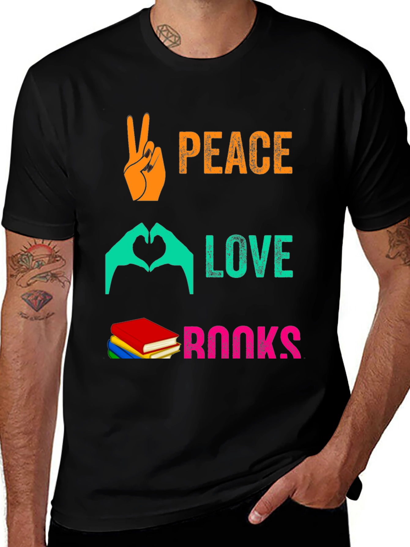 Peace Love Books Graphic T-Shirt
