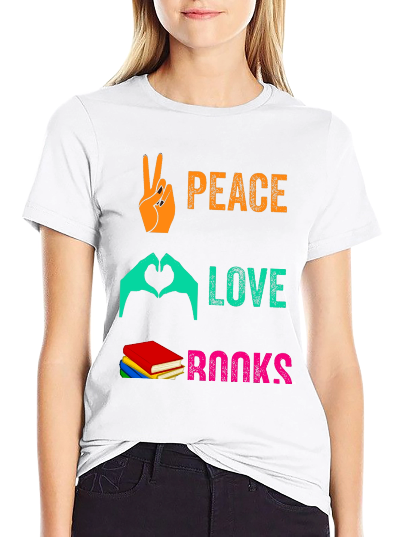 Peace Love Books Graphic T-Shirt