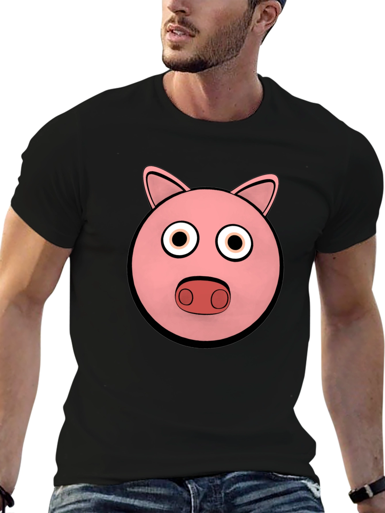 Pig Face Graphic Tee - Black Cotton Comfort