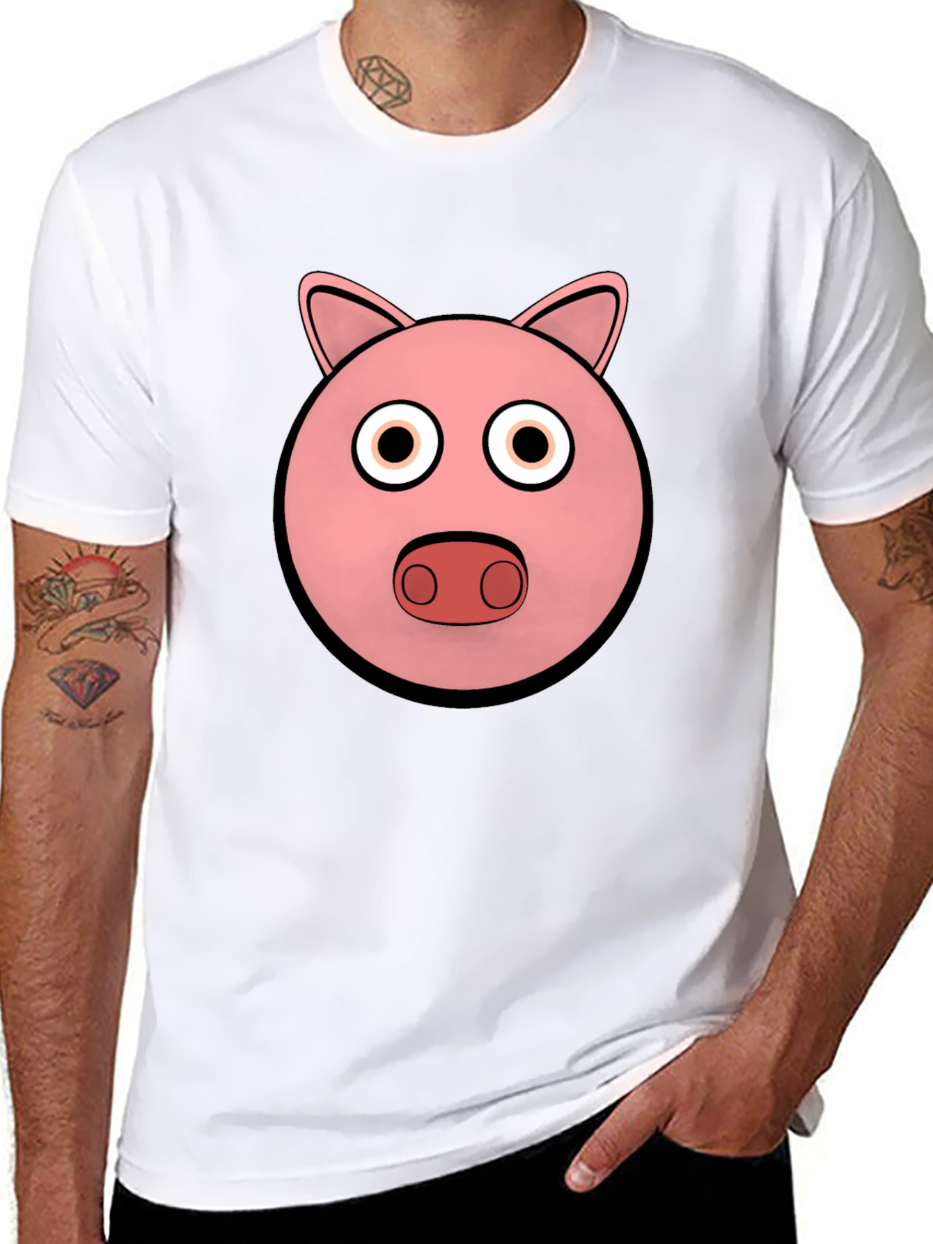 Pig Face Graphic Tee - Black Cotton Comfort