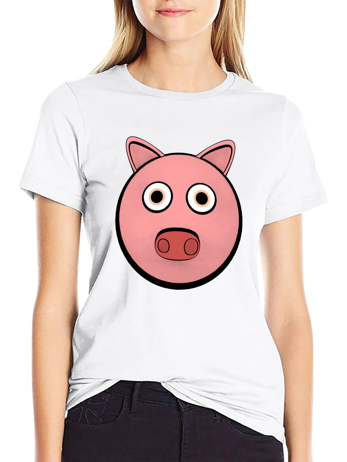Pig Face Graphic Tee - Black Cotton Comfort