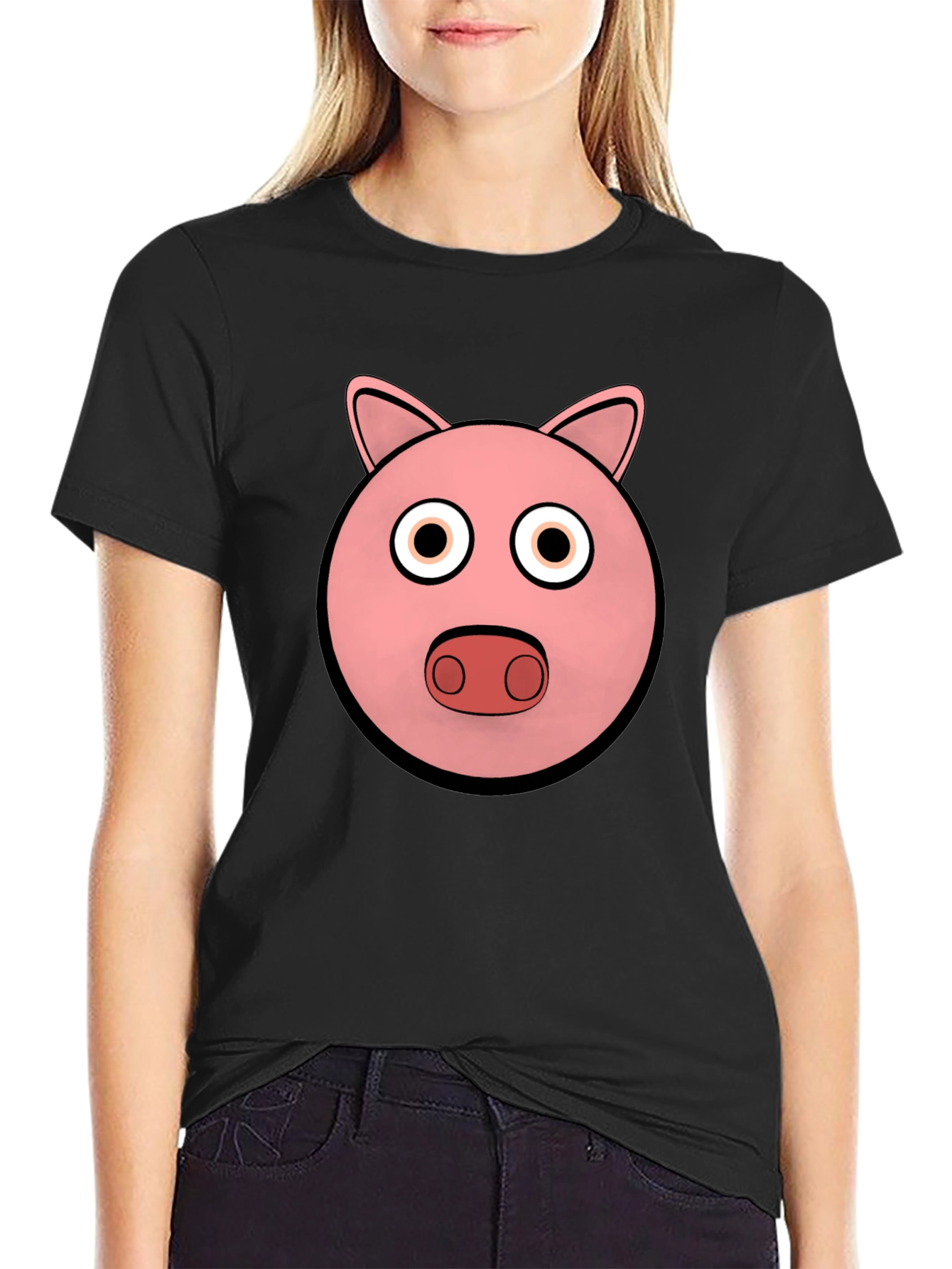 Pig Face Graphic Tee - Black Cotton Comfort