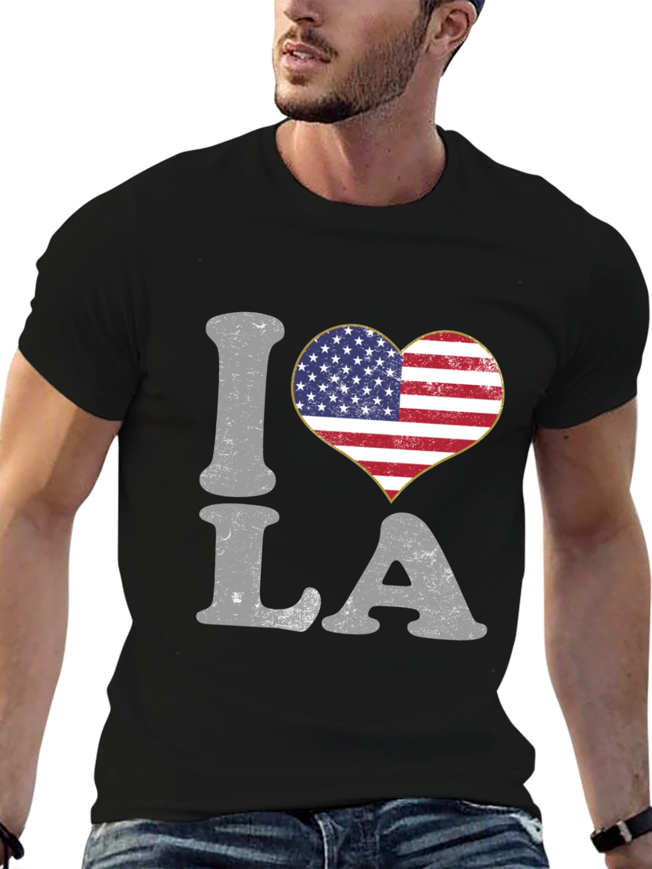 I Heart LA T-Shirt American Flag Design