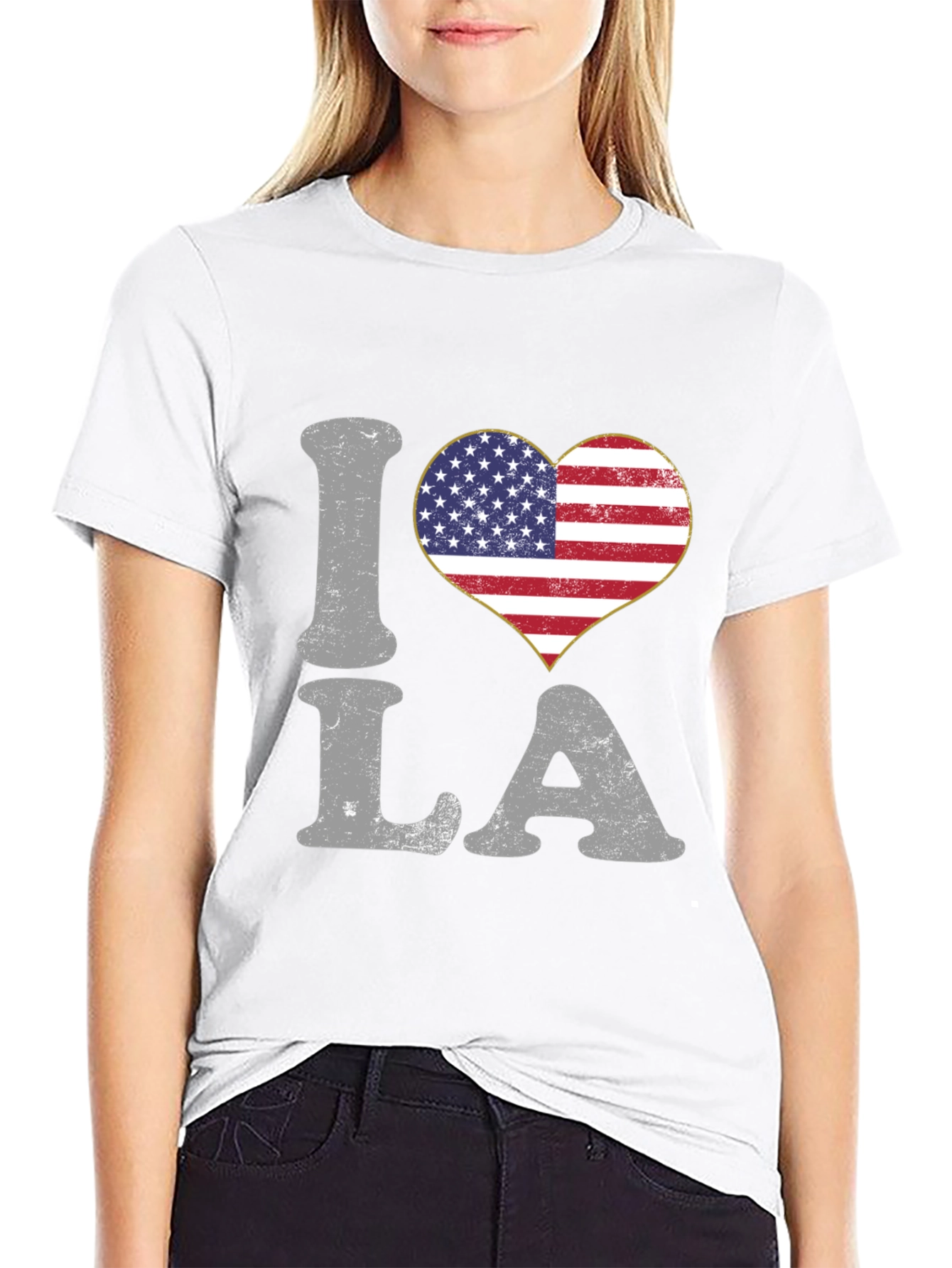 I Heart LA T-Shirt American Flag Design