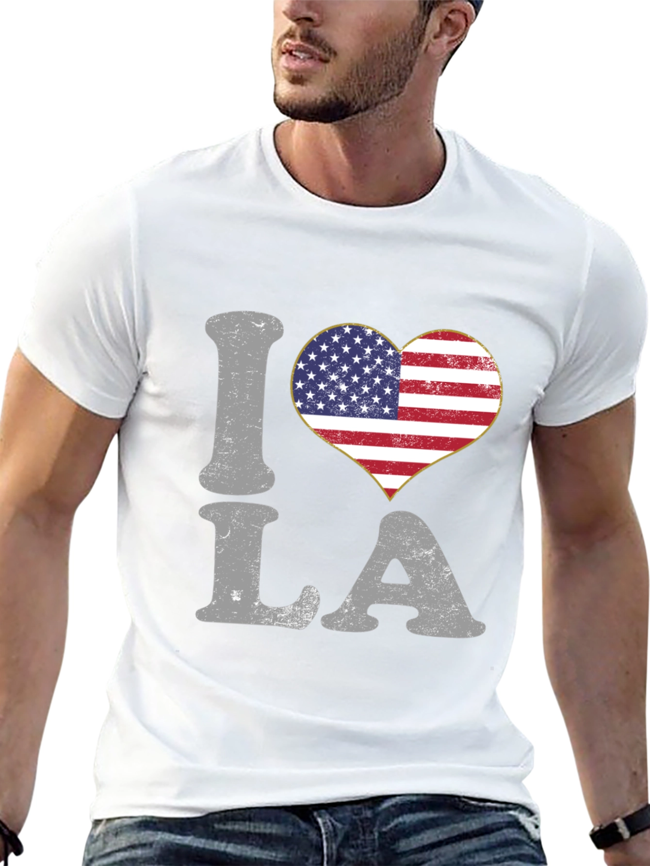 I Heart LA T-Shirt American Flag Design