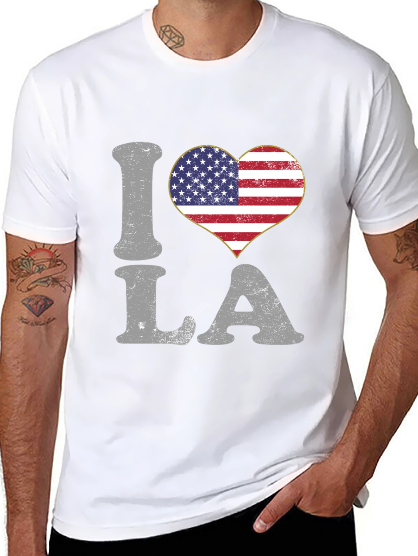 I Heart LA T-Shirt American Flag Design
