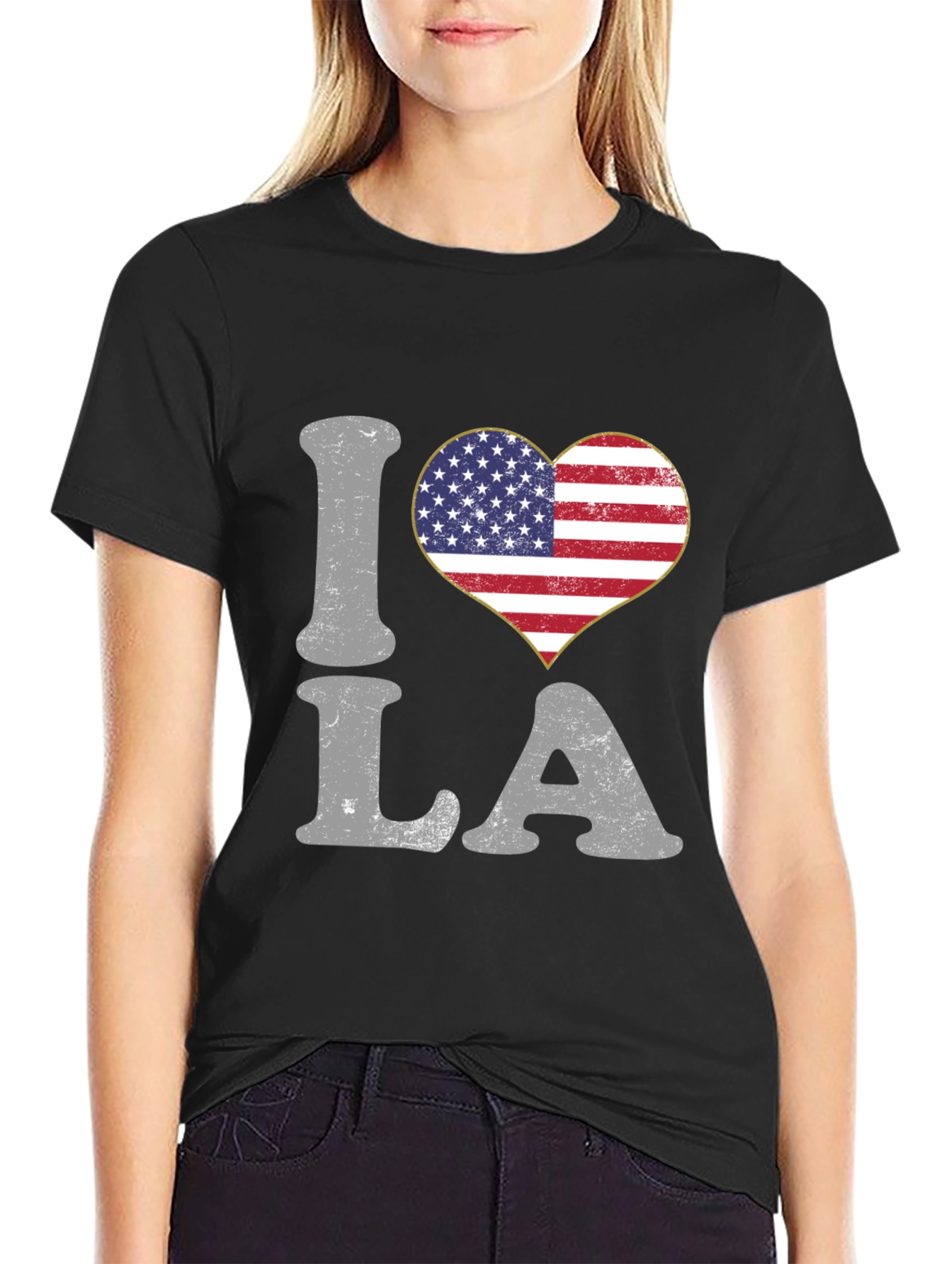 I Heart LA T-Shirt American Flag Design
