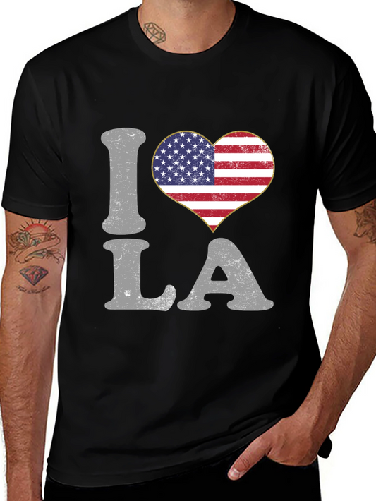 I Heart LA T-Shirt American Flag Design