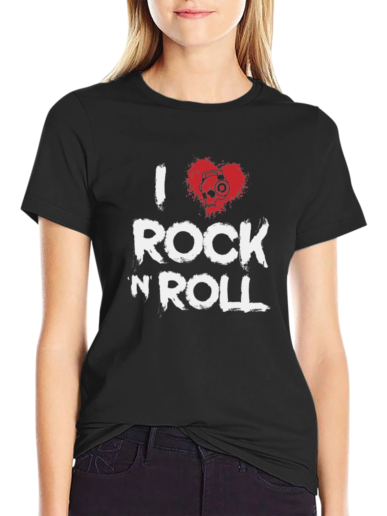 I Heart Rock n Roll Black Graphic Tee