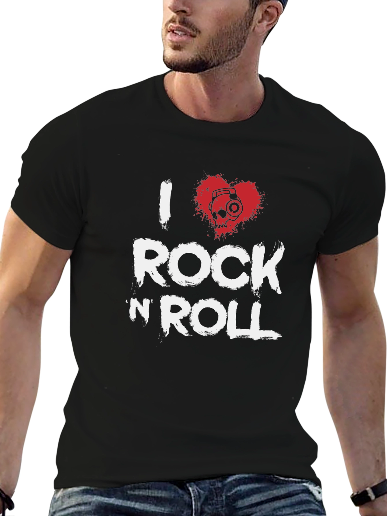 I Heart Rock n Roll Black Graphic Tee