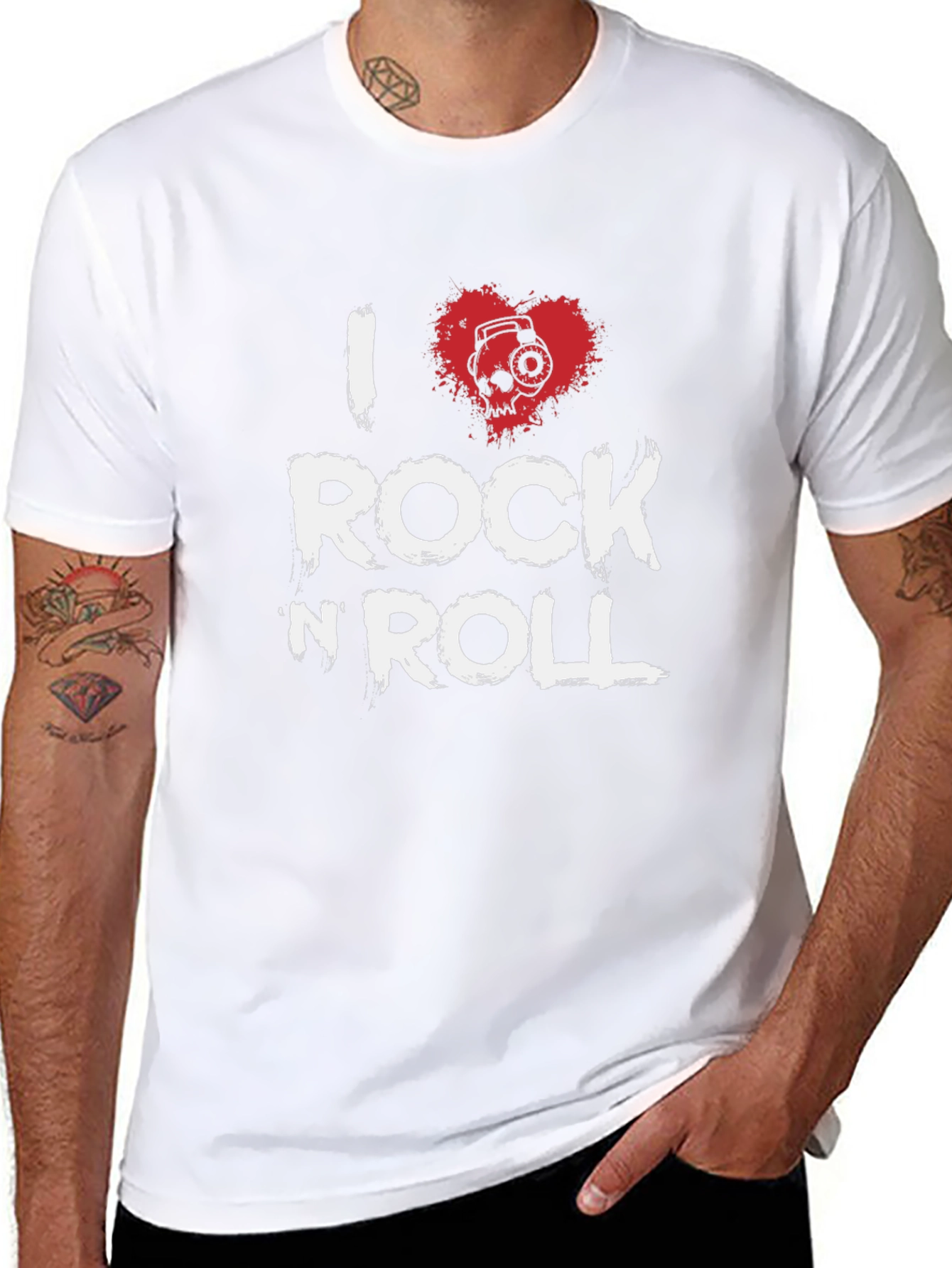 I Heart Rock n Roll Black Graphic Tee