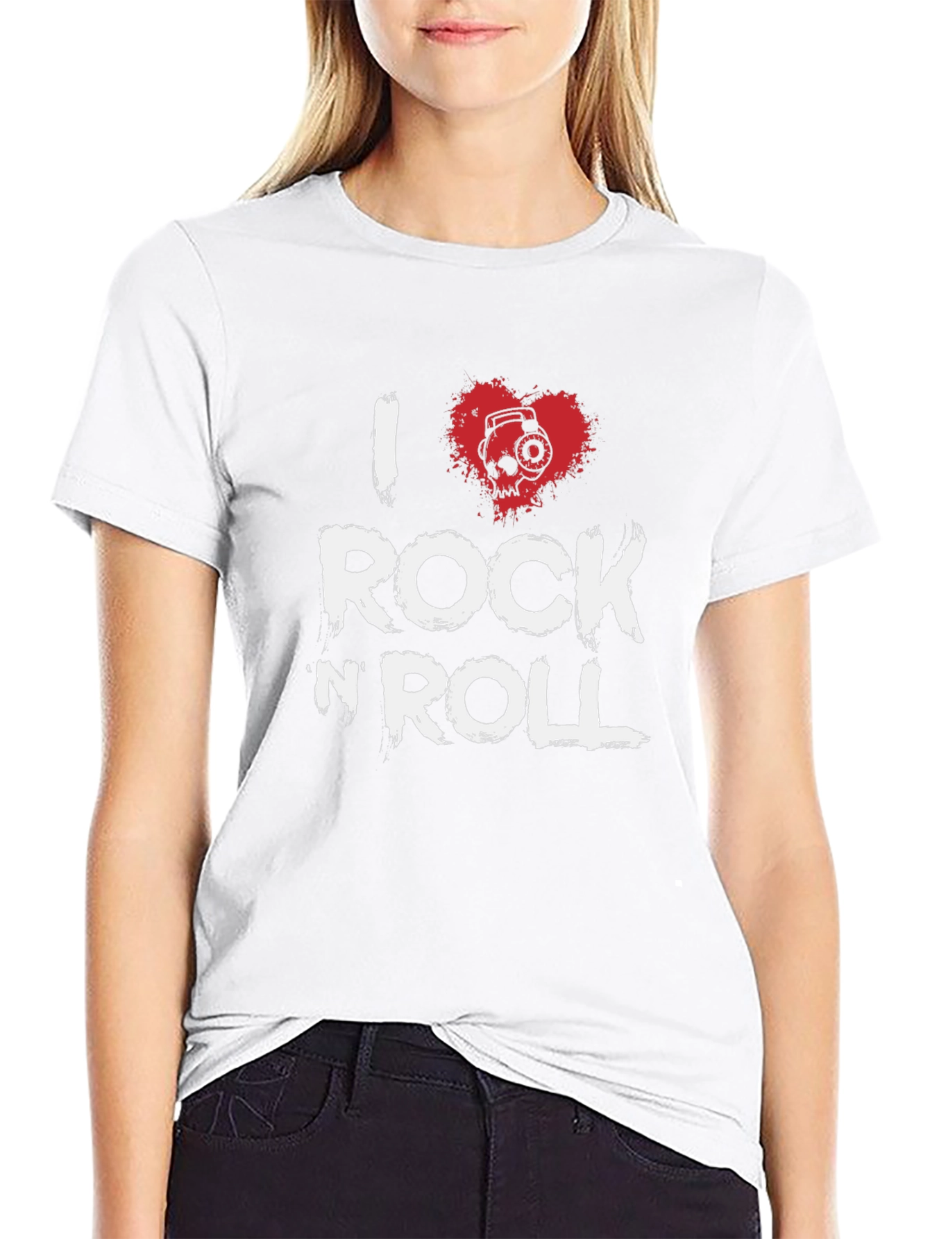 I Heart Rock n Roll Black Graphic Tee