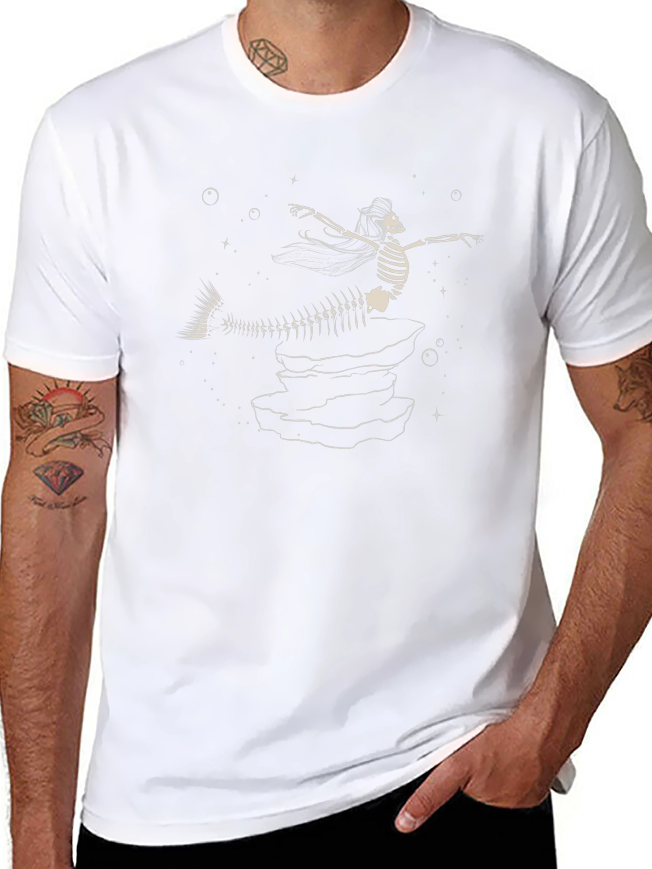 Skeleton Mermaid T-Shirt - Unique Graphic Tee