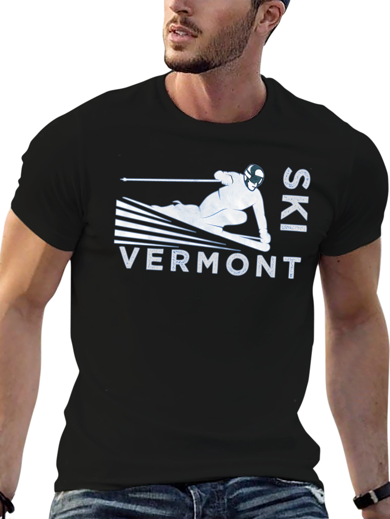Ski Vermont Graphic Tee - Black Cotton T-Shirt