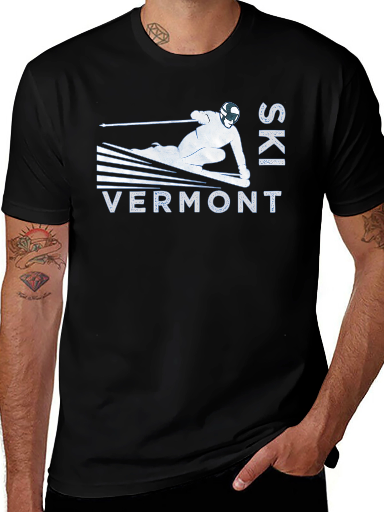 Ski Vermont Graphic Tee - Black Cotton T-Shirt
