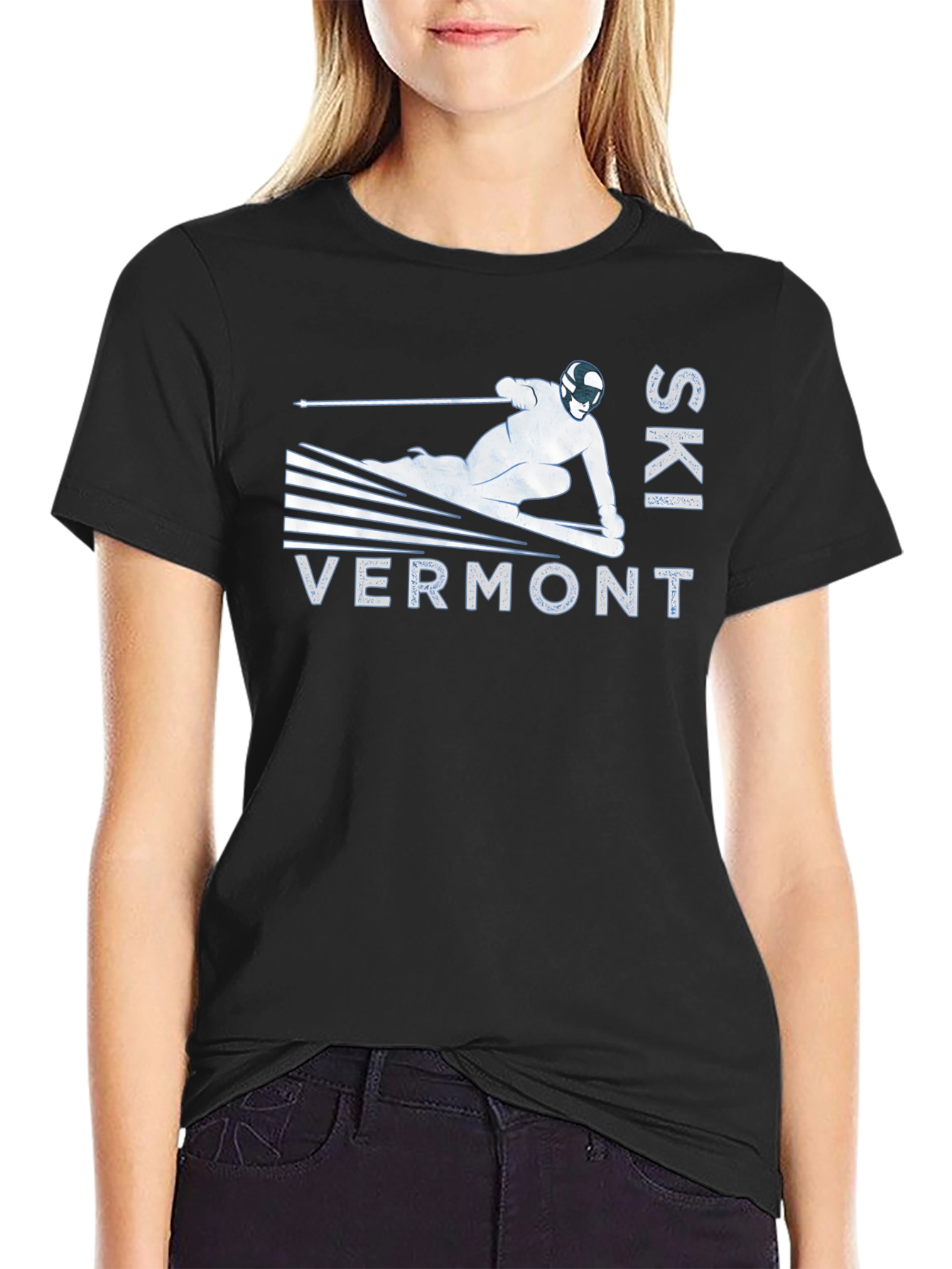 Ski Vermont Graphic Tee - Black Cotton T-Shirt