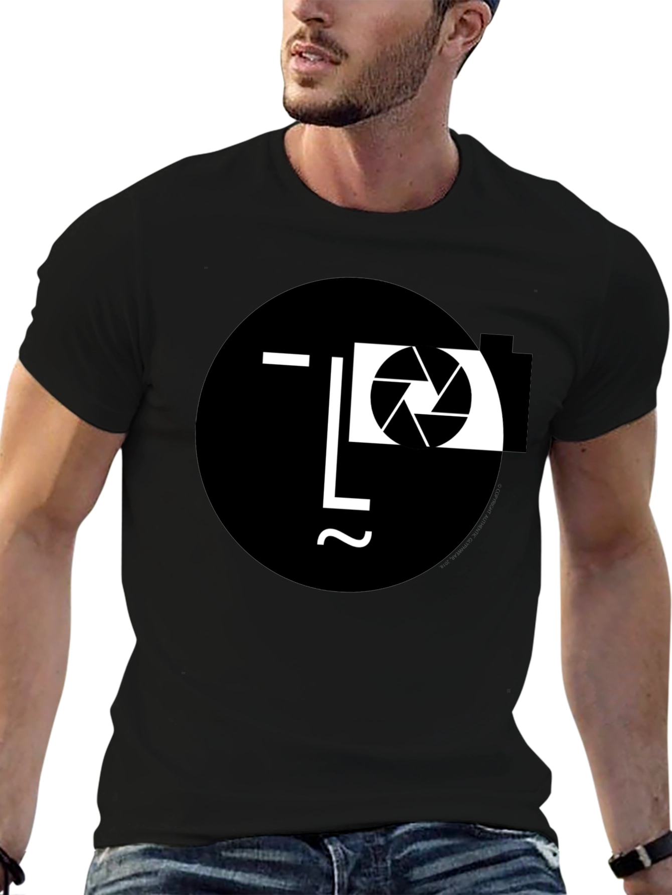 Camera Face Black T-Shirt - Unique Photographer Design