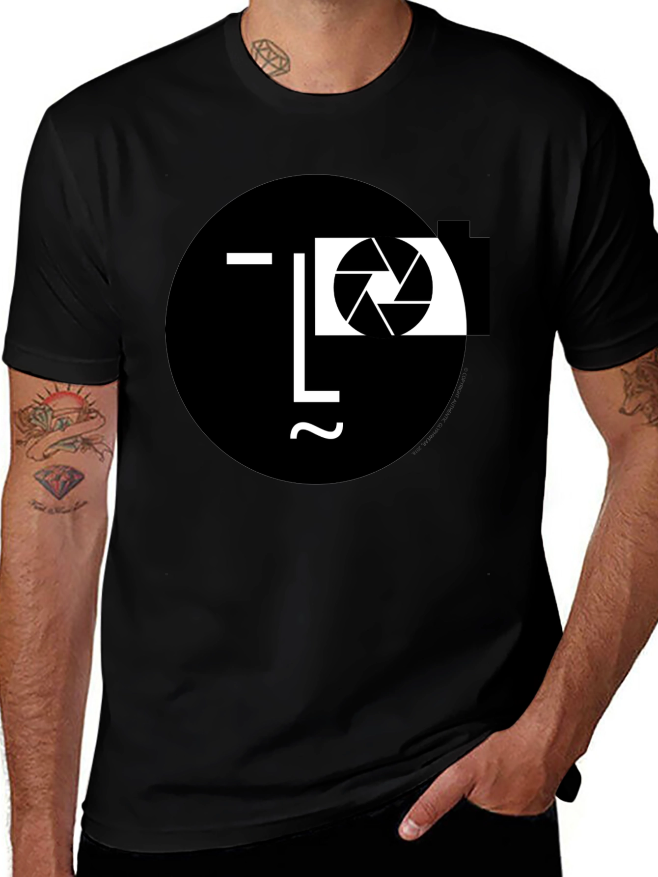 Camera Face Black T-Shirt - Unique Photographer Design