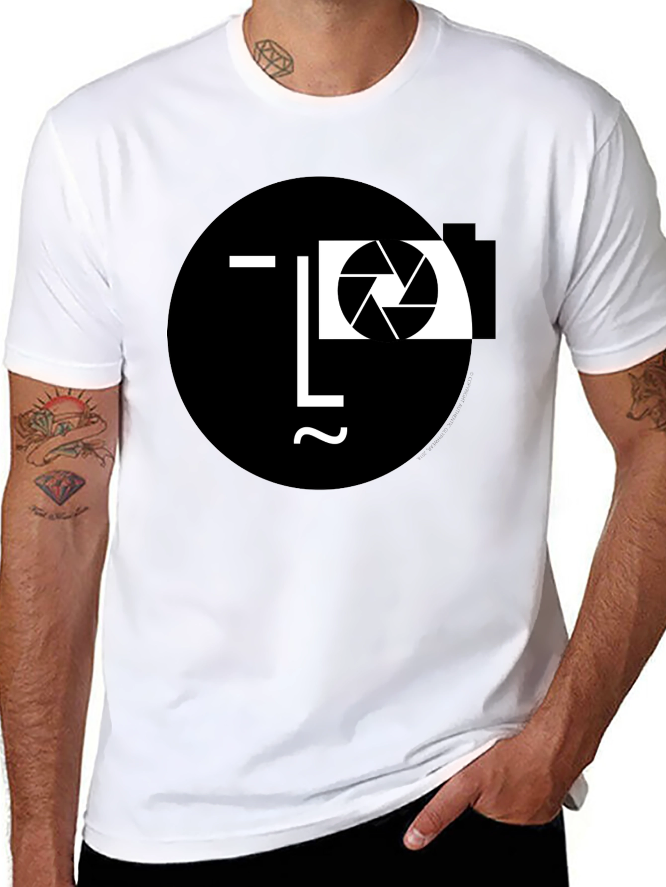 Camera Face Black T-Shirt - Unique Photographer Design