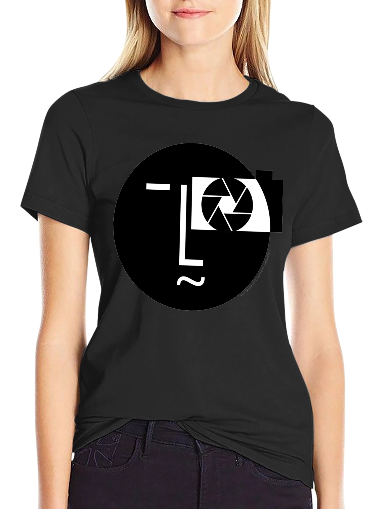 Camera Face Black T-Shirt - Unique Photographer Design