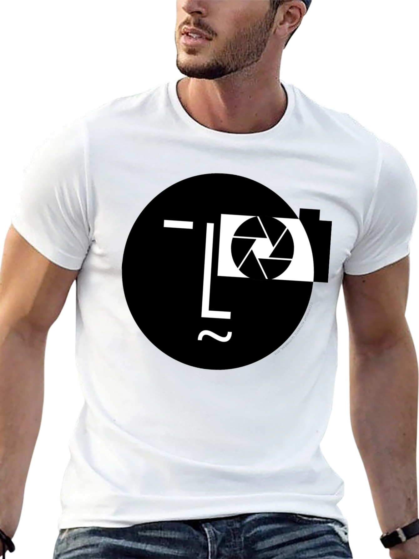 Camera Face Black T-Shirt - Unique Photographer Design