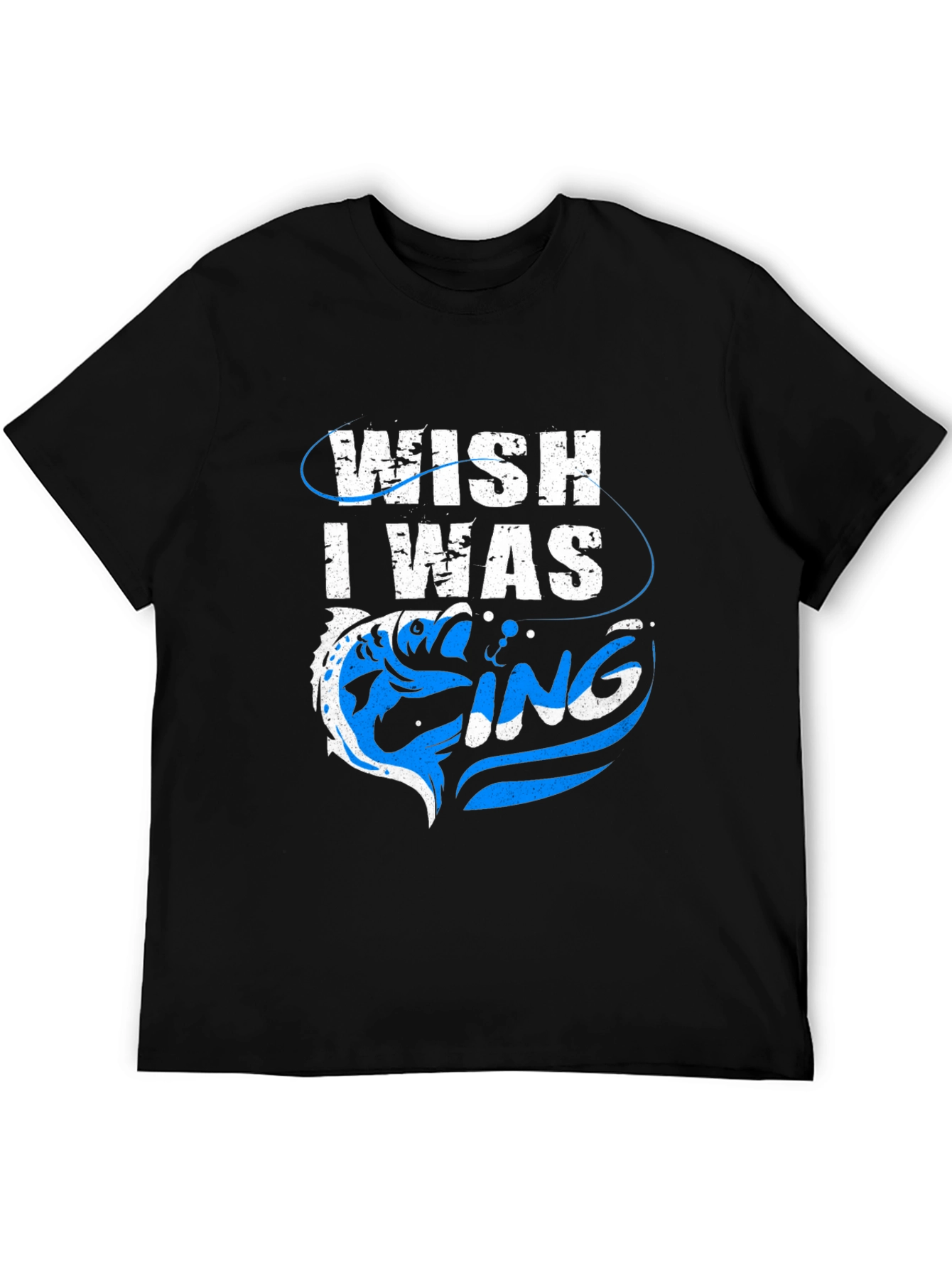 Wish I Was Fishing Graphic Tee - Black