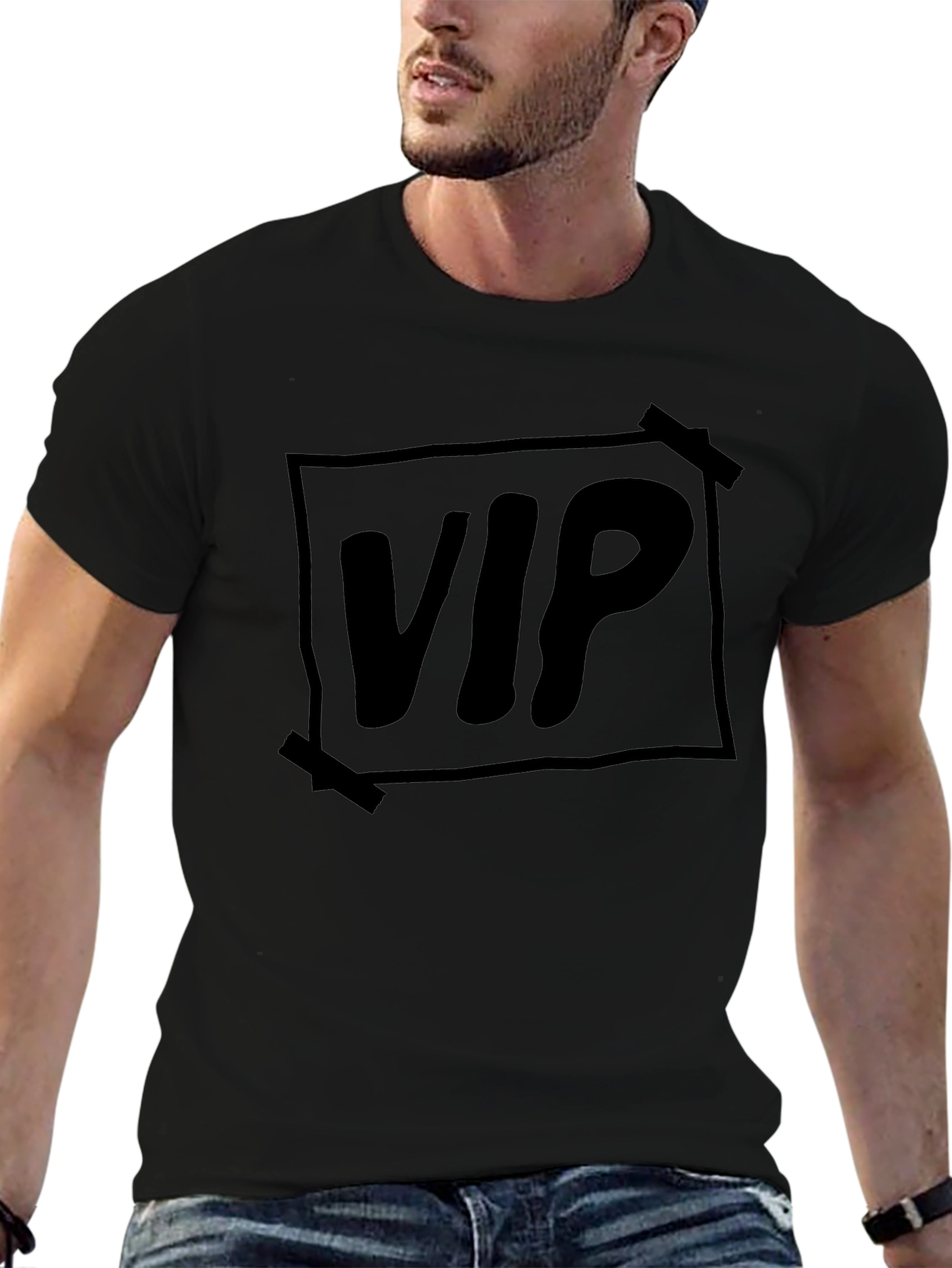 VIP Black Graphic Tee - Trendy Casual Style