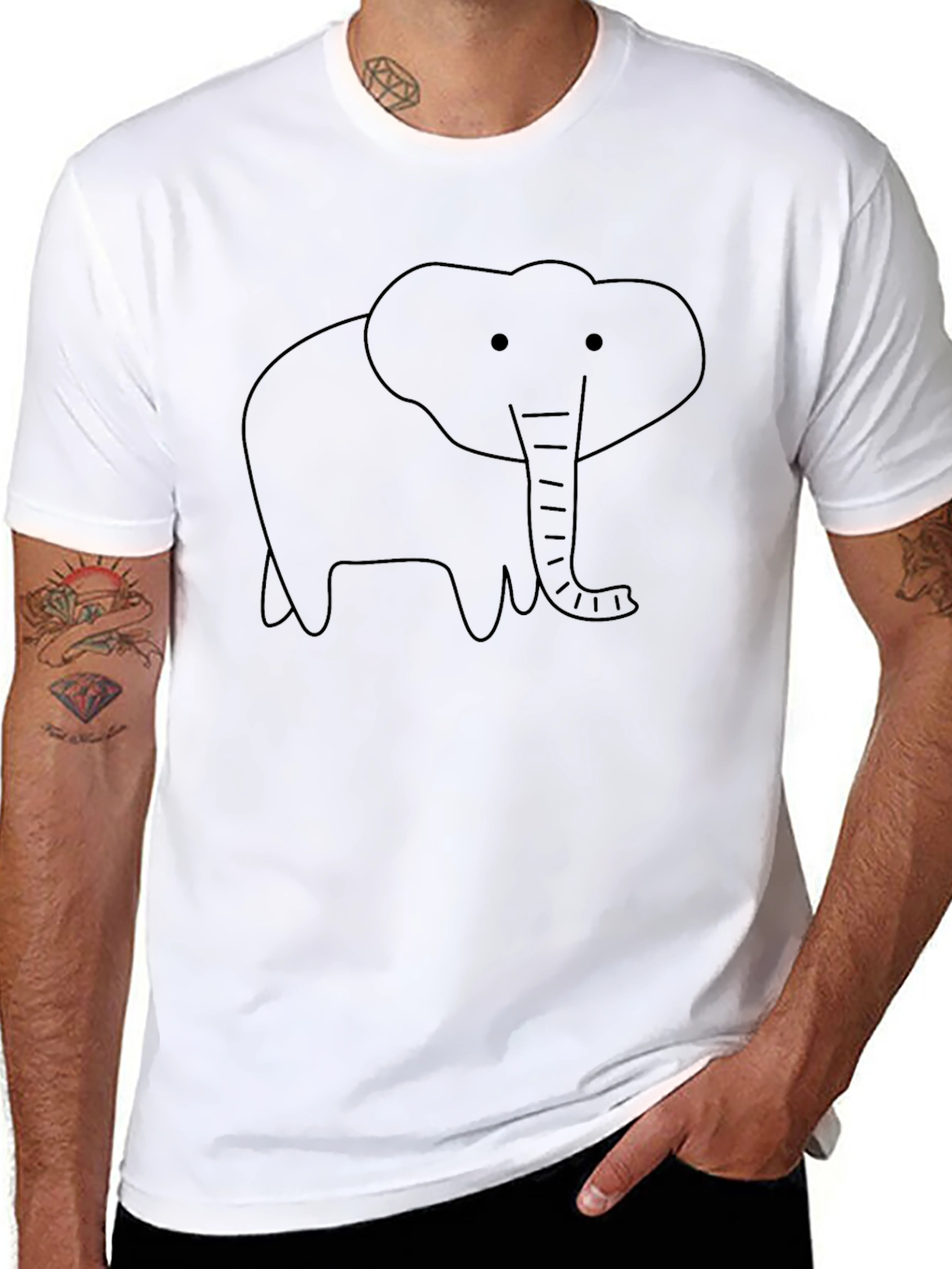 Elephant Graphic Tee - Black Cotton Casual