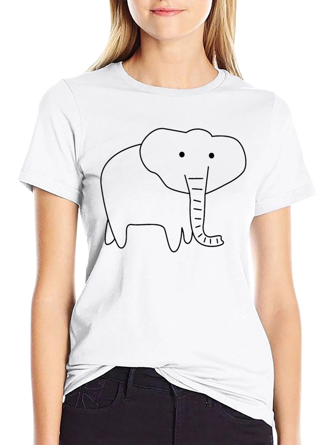 Elephant Graphic Tee - Black Cotton Casual