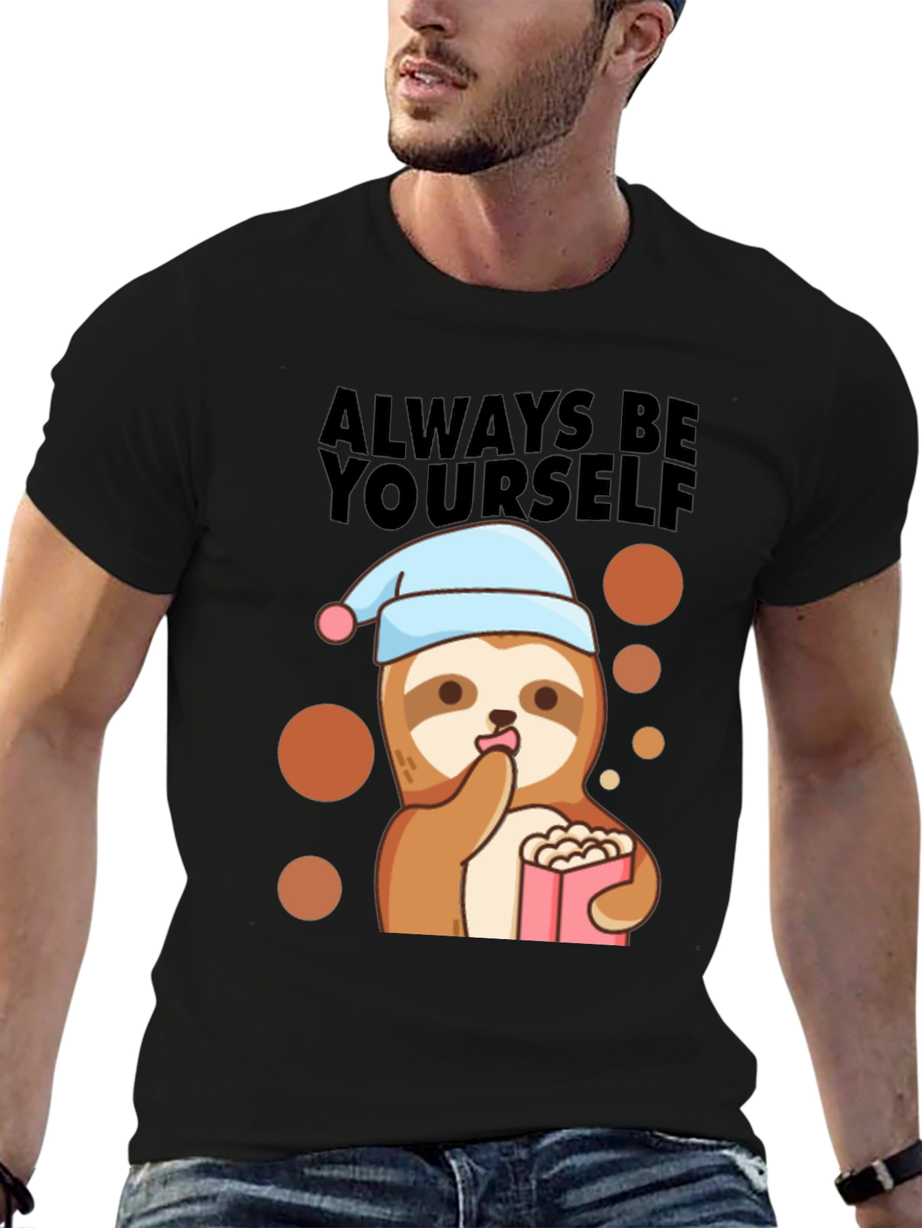 Sloth Always Be Yourself Black T-Shirt