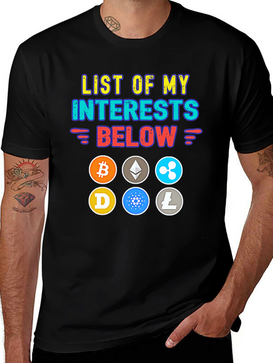 Crypto Interest T-Shirt: Bitcoin Ethereum Ripple and More!