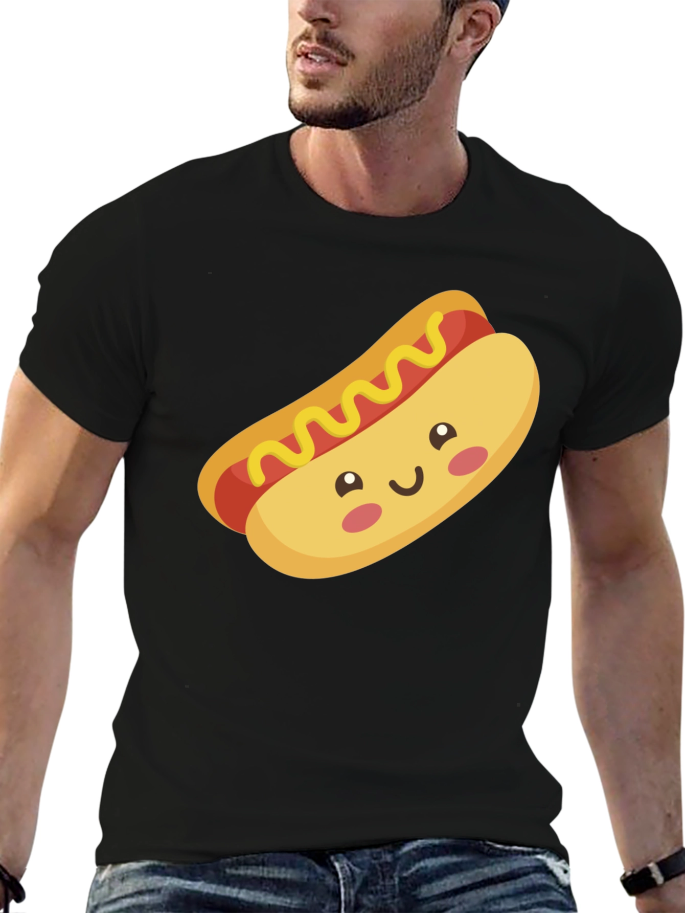 Hot Dog Graphic Black T-Shirt