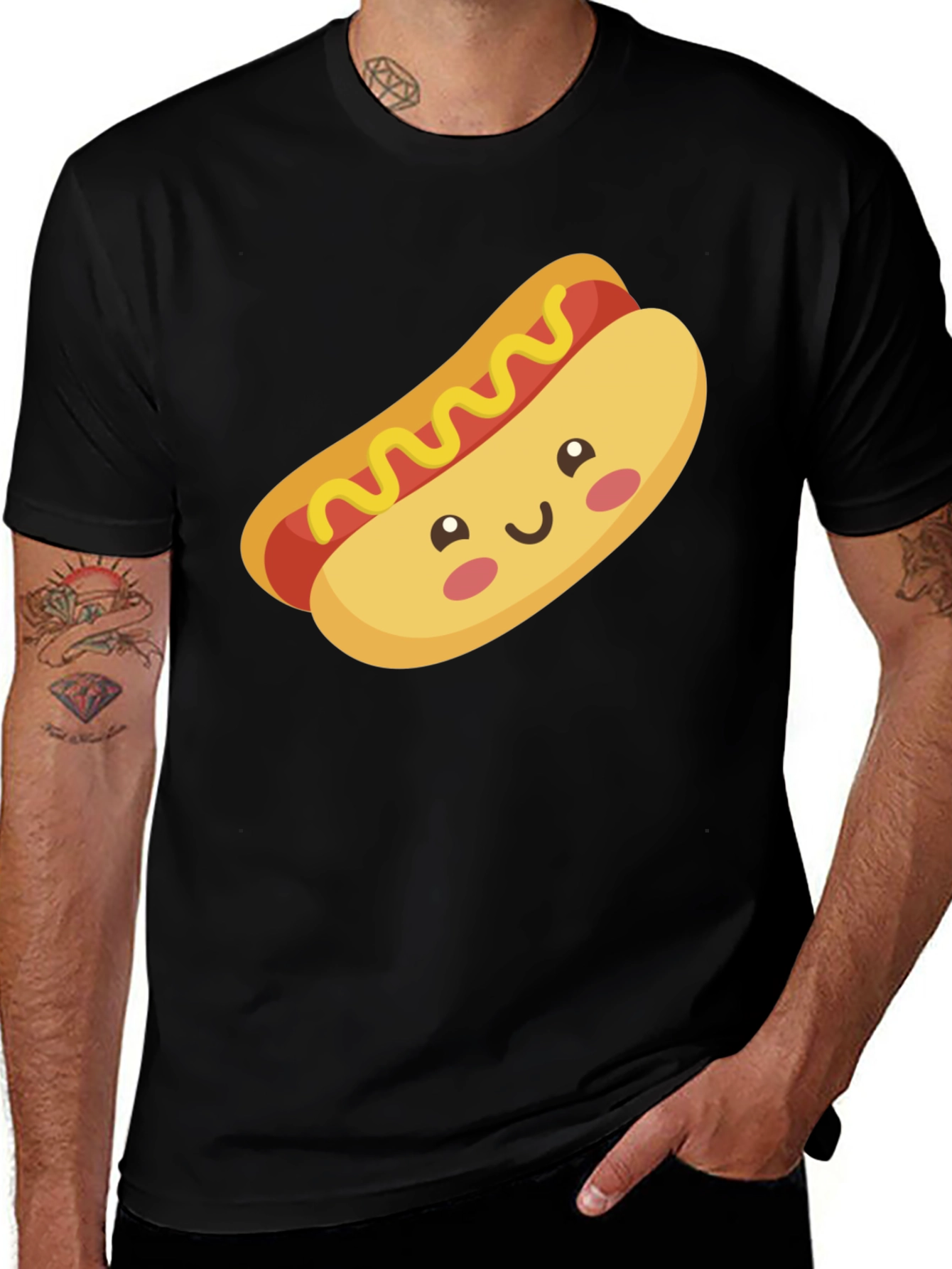 Hot Dog Graphic Black T-Shirt