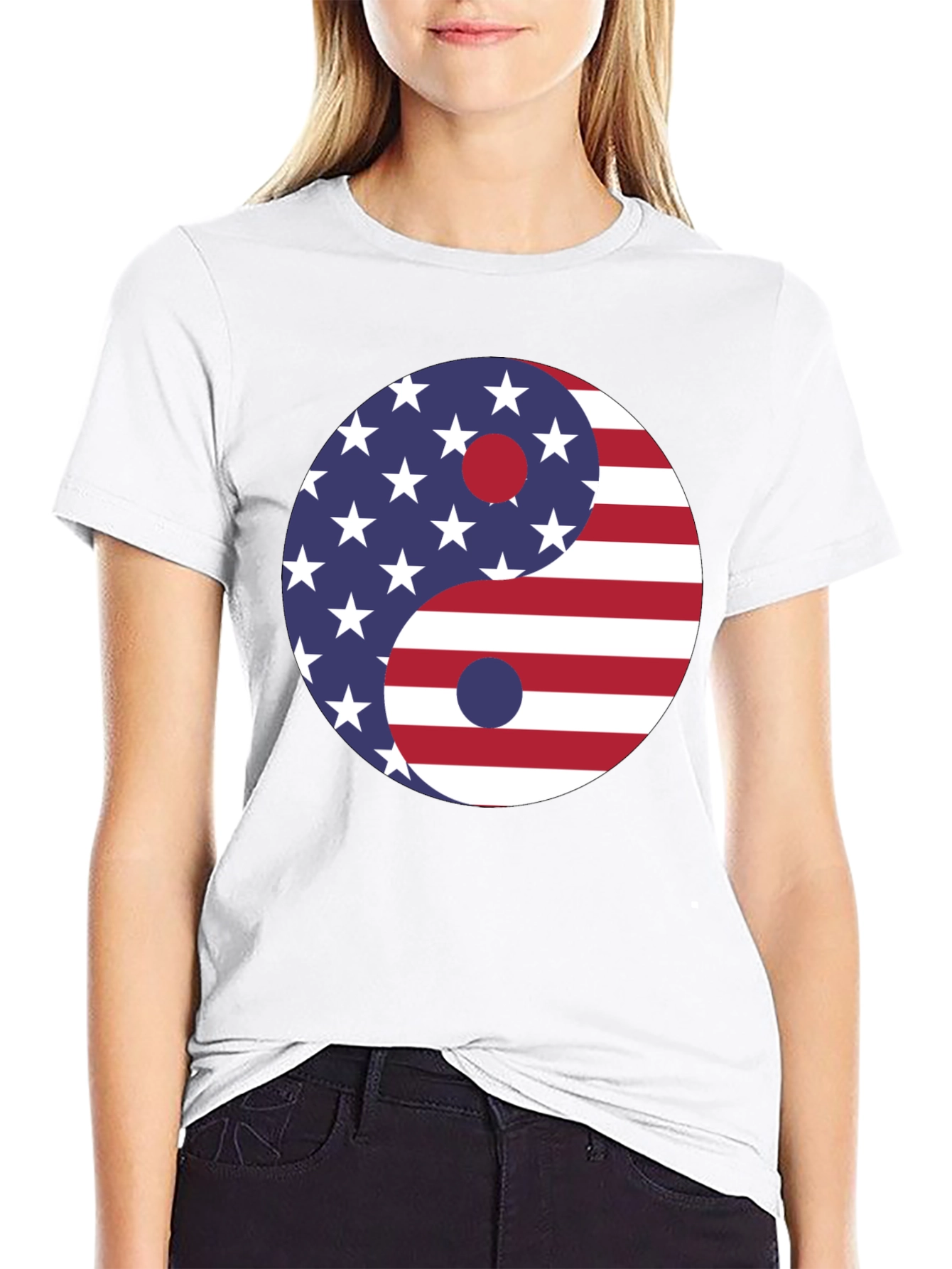 Yin Yang USA Flag Graphic Tee - Patriotic T-Shirt