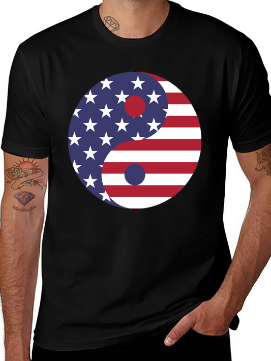 Yin Yang USA Flag Graphic Tee - Patriotic T-Shirt
