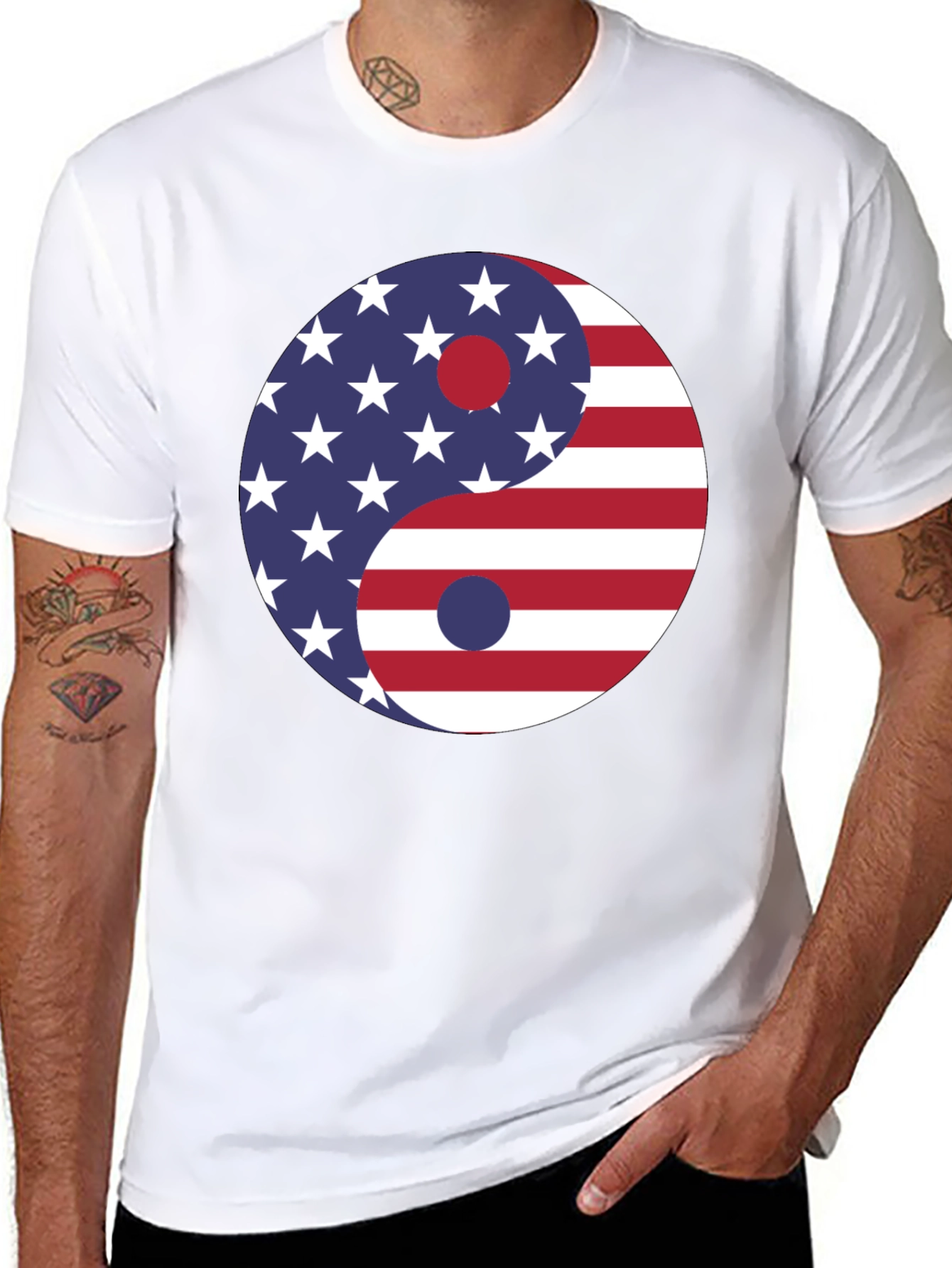 Yin Yang USA Flag Graphic Tee - Patriotic T-Shirt
