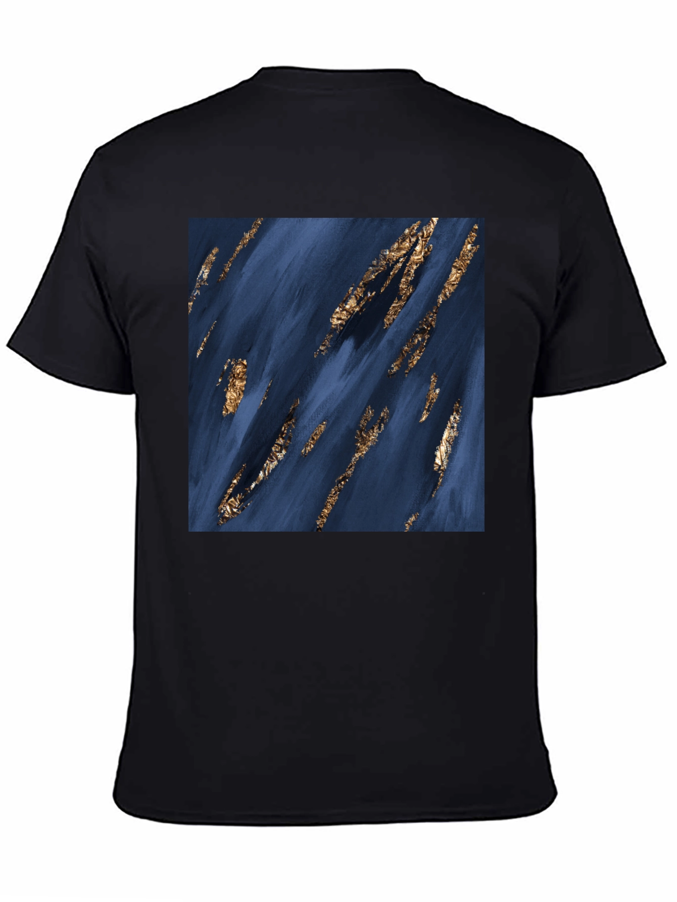 Abstract Art T-Shirt: Navy & Gold Strokes