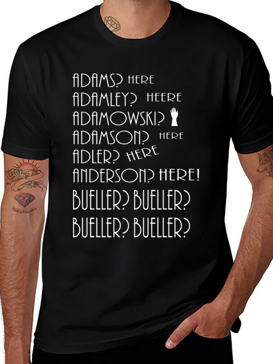 Funny Names List T-Shirt - Adams Bueller & More