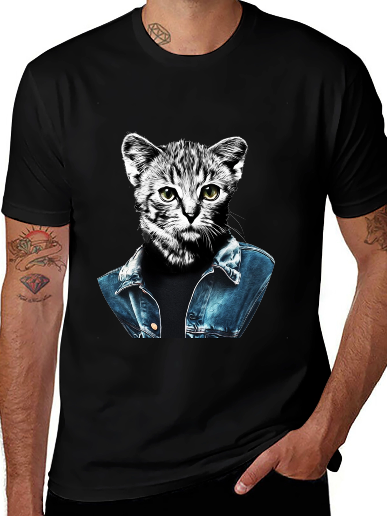 Cool Cat Denim Jacket T-Shirt