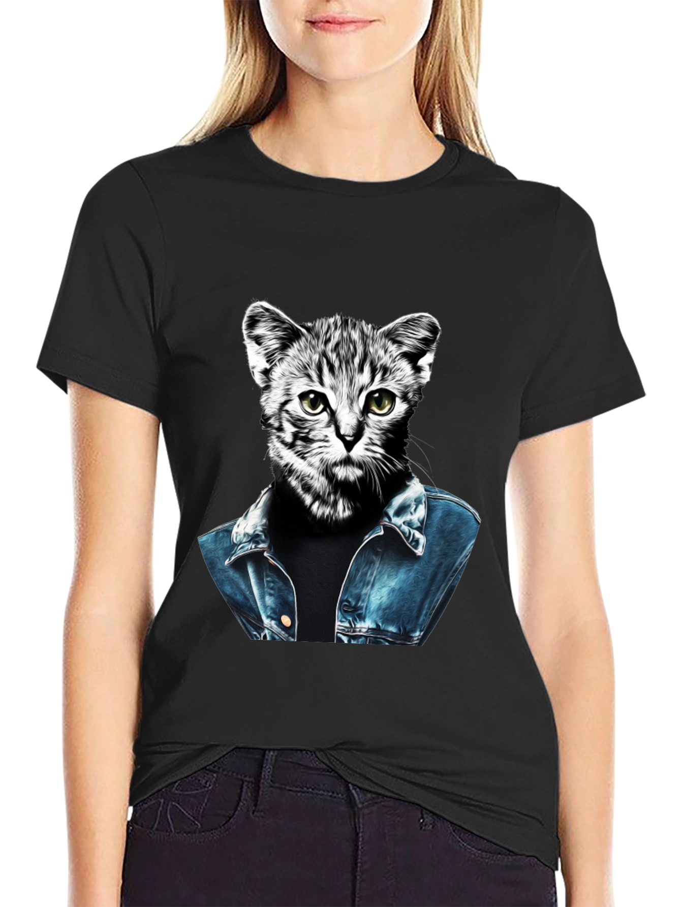 Cool Cat Denim Jacket T-Shirt