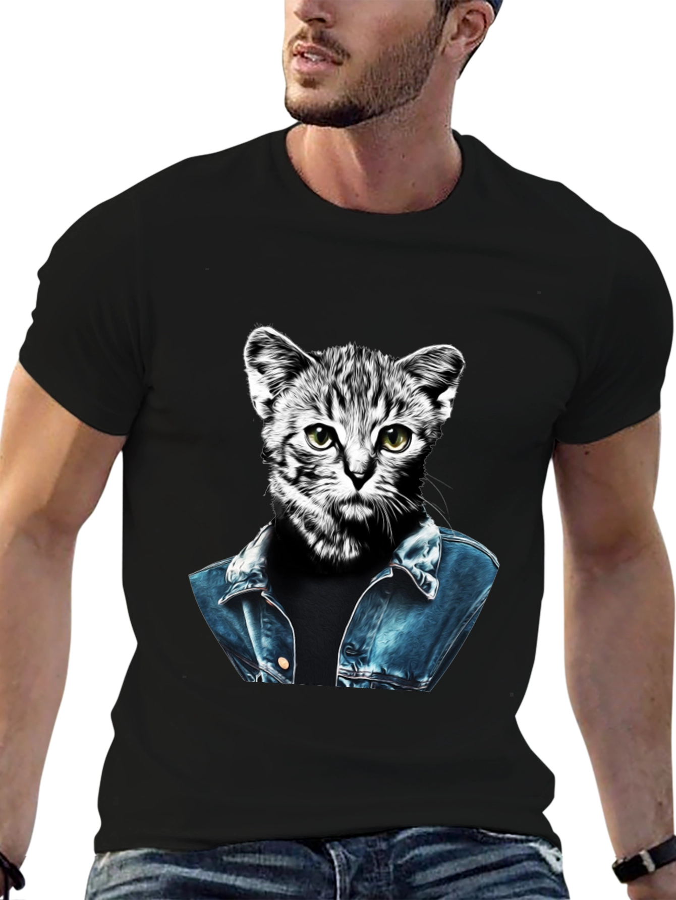 Cool Cat Denim Jacket T-Shirt